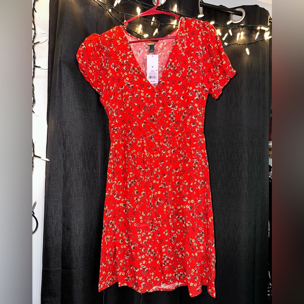 Floral printed red sundress